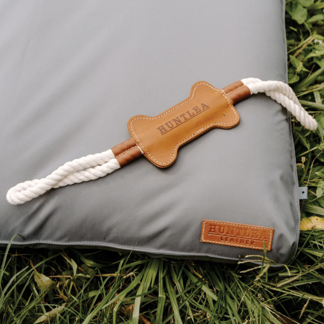 Huntlea Dog Tug Toy with Leather Bone Centre