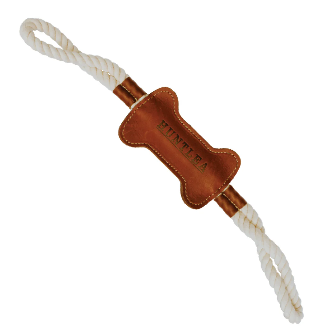 Huntlea Dog Tug Toy with Leather Bone Centre - Image 3